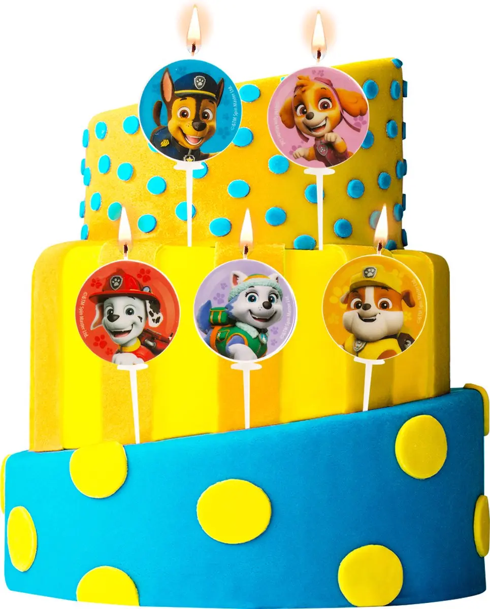 PAW Patrol Kaarsjes - 5 Stuks Meerdere Kleuren