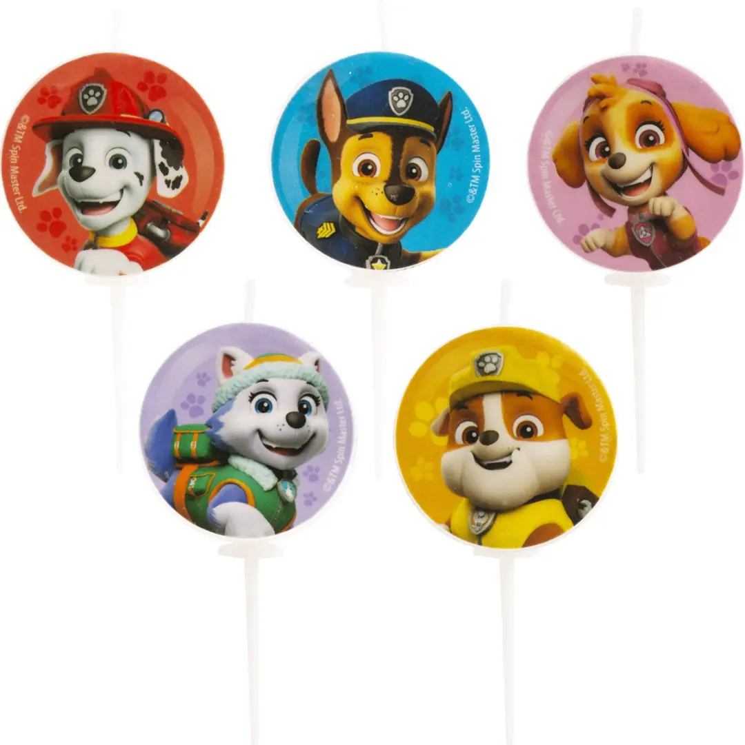 PAW Patrol Kaarsjes - 5 Stuks Meerdere Kleuren