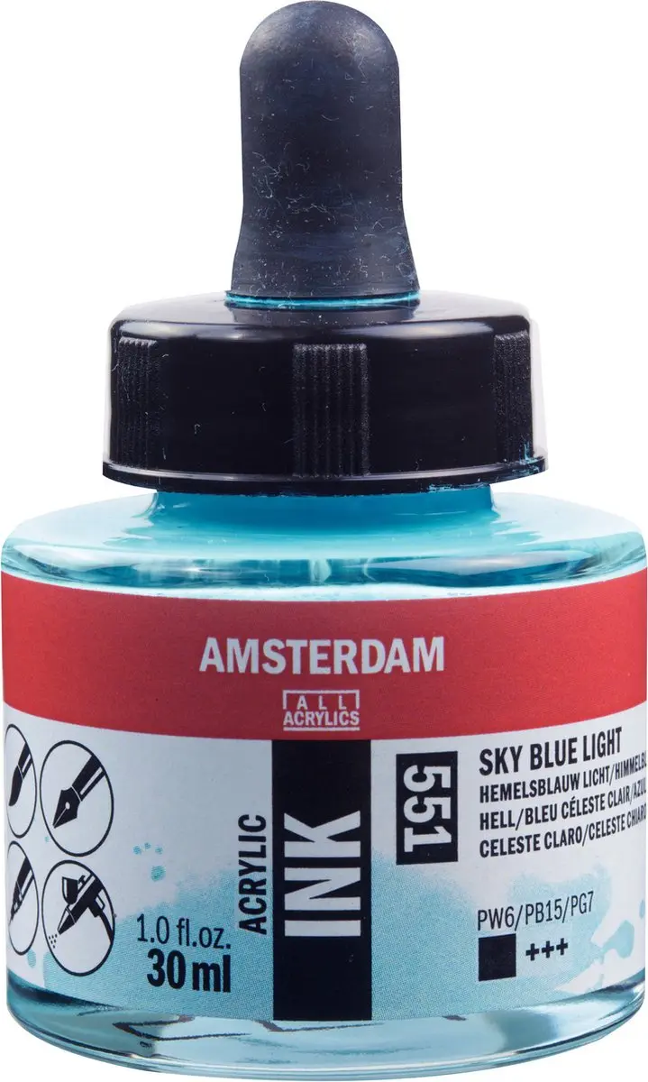 Amsterdam Acrylic Inkt 30ml Hemelsblauw Licht 551