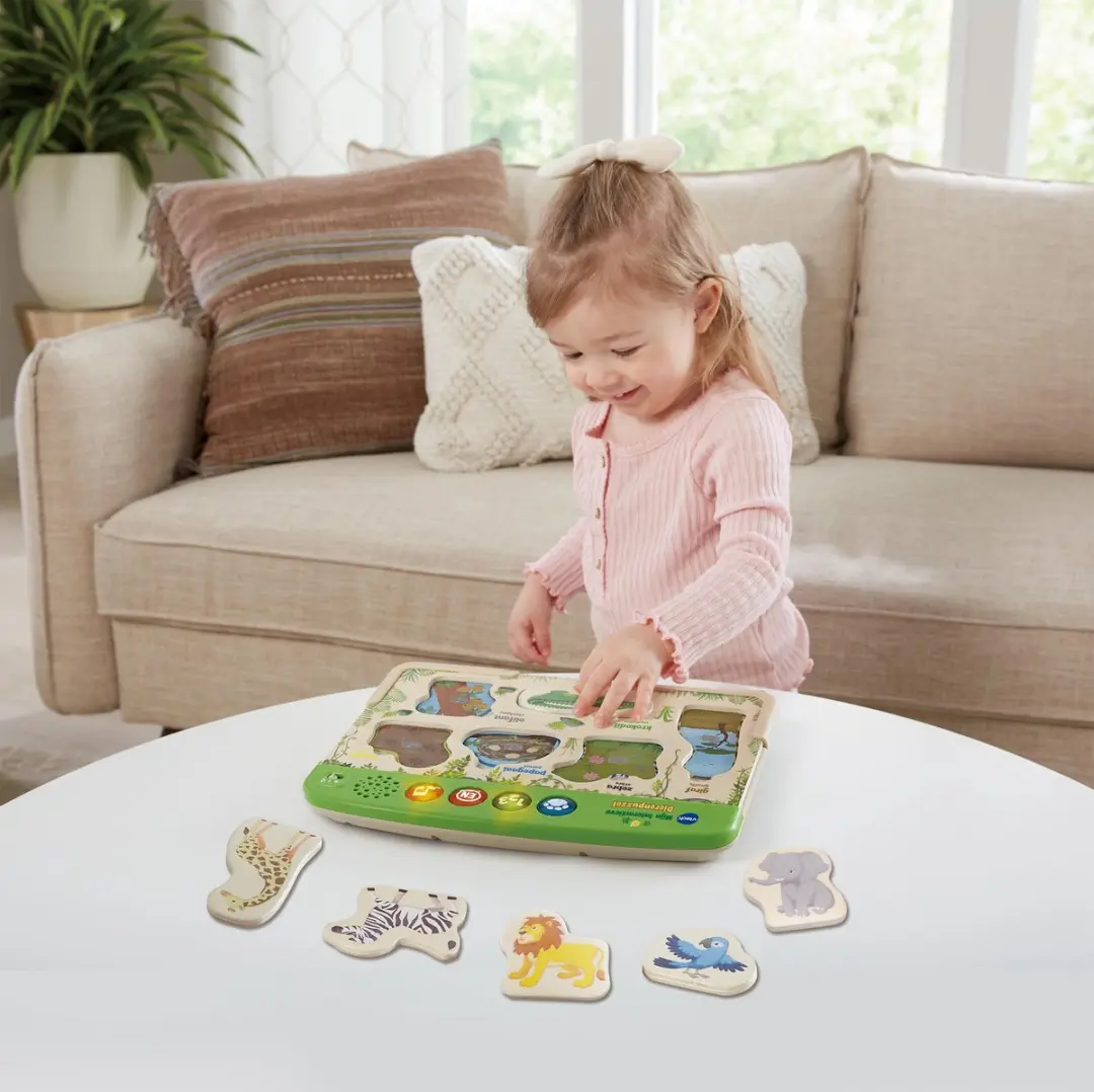 VTech Mijn Interactieve Dierenpuzzel - 6 Stuks - Groen/Bruin