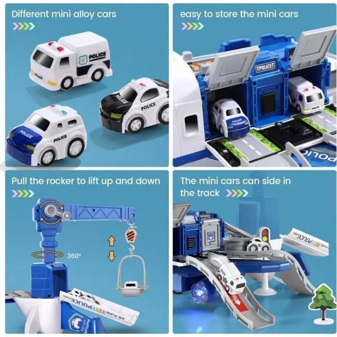 TEKROA Speelgoed Vliegtuig Transport - Blauw