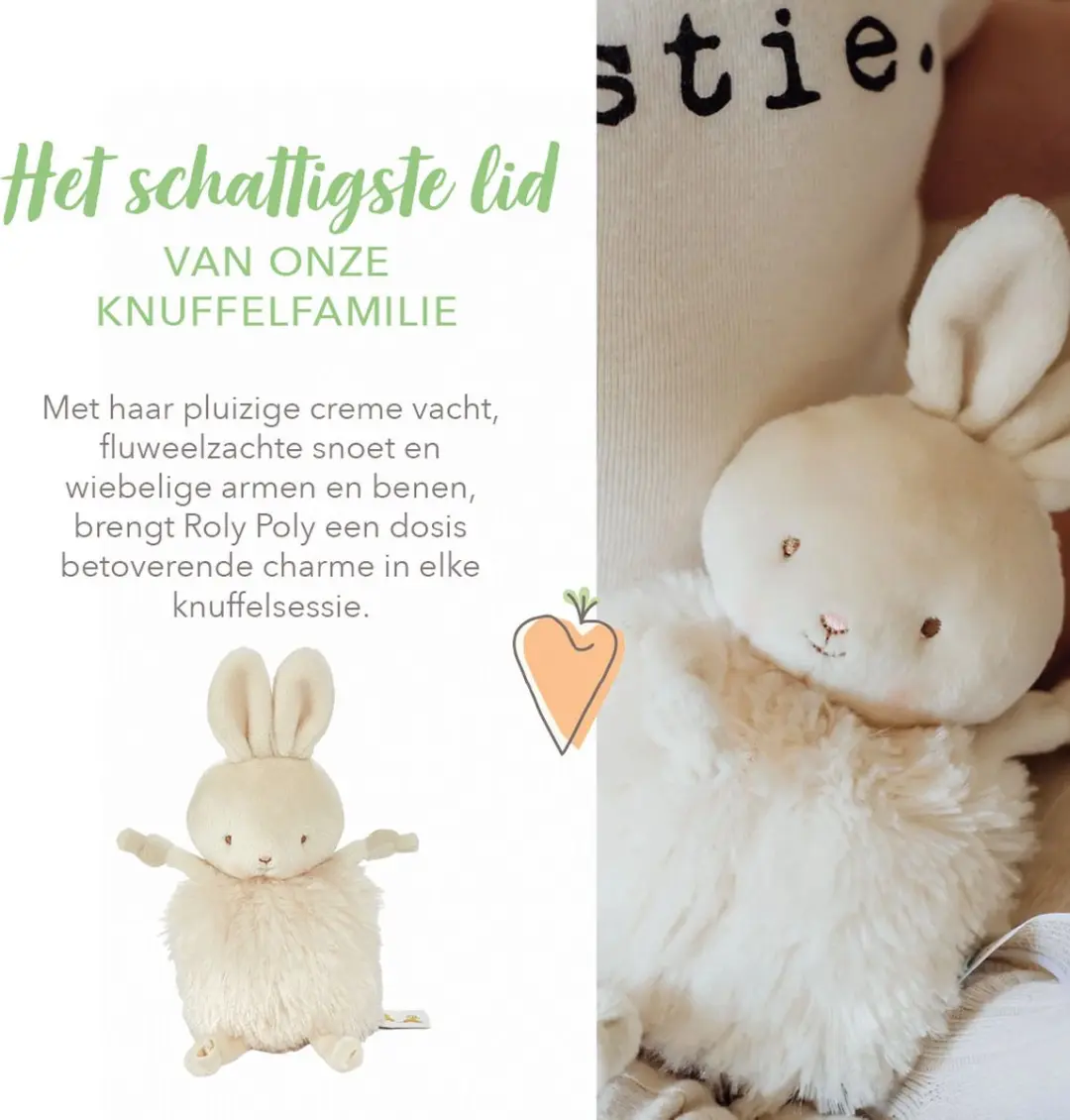 Bunnies By The Bay Roly Poly Knuffel Konijn 13cm - Beige