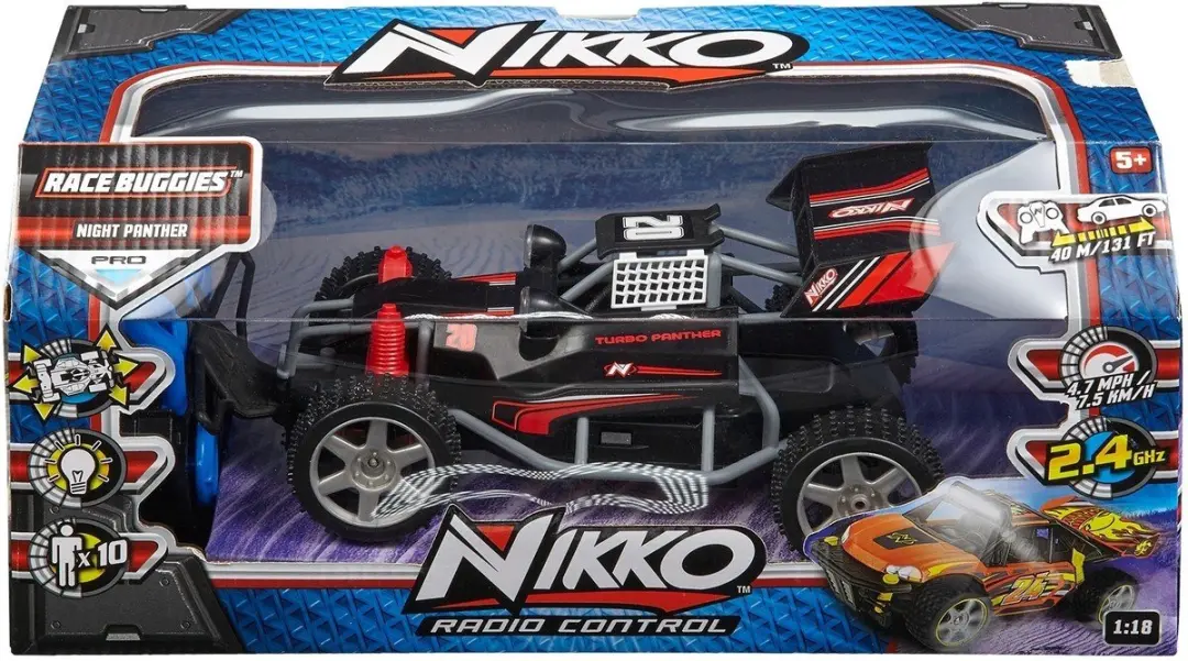 NIKKO Race Buggie Night Panther 1:18 RC Auto - 4WD - Zwart