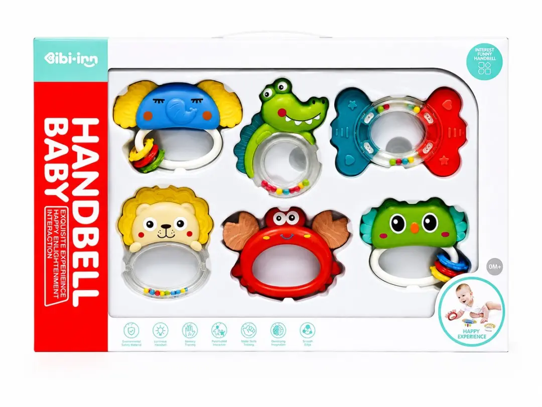 Ledy Toys Baby Handbel Rammelaar Set 6 Stuks - Kleurenmix