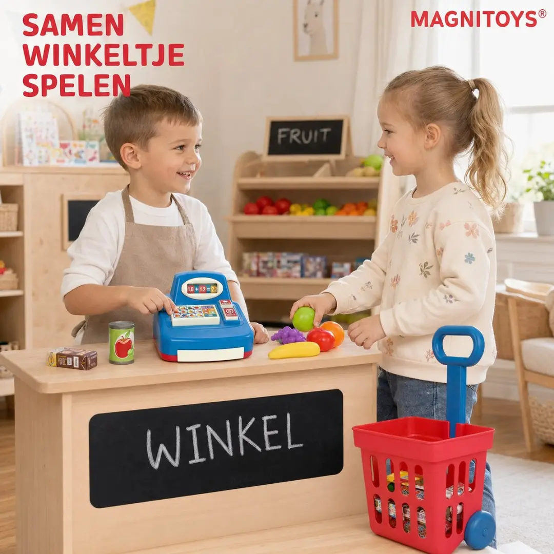MagniToys Boodschappenkar Winkelmandje met Kassa - afbeelding 6 van 6