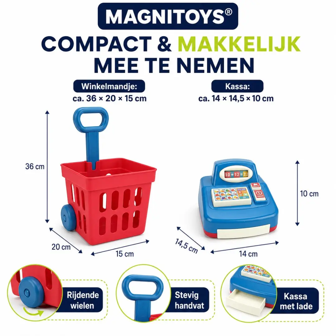 MagniToys Boodschappenkar Winkelmandje met Kassa