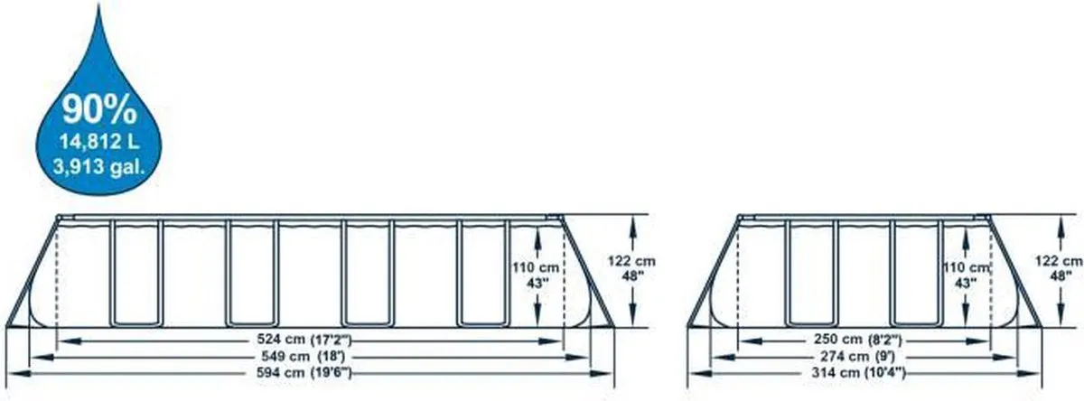 Bestway Power Steel Zwembadkit 56998 - 549x274x122cm - Grijs