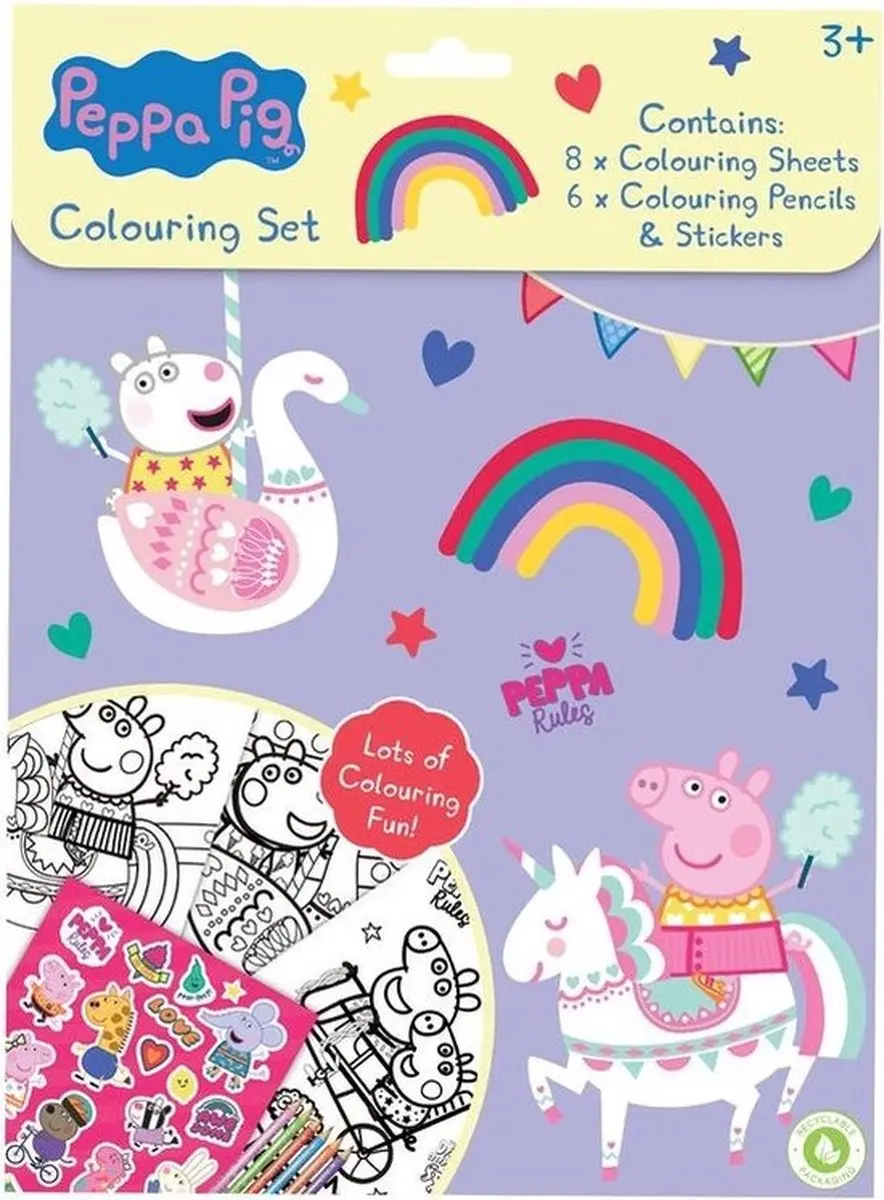 Peppa Pig Kleurset - 6 Potloden & Stickers Multicolor