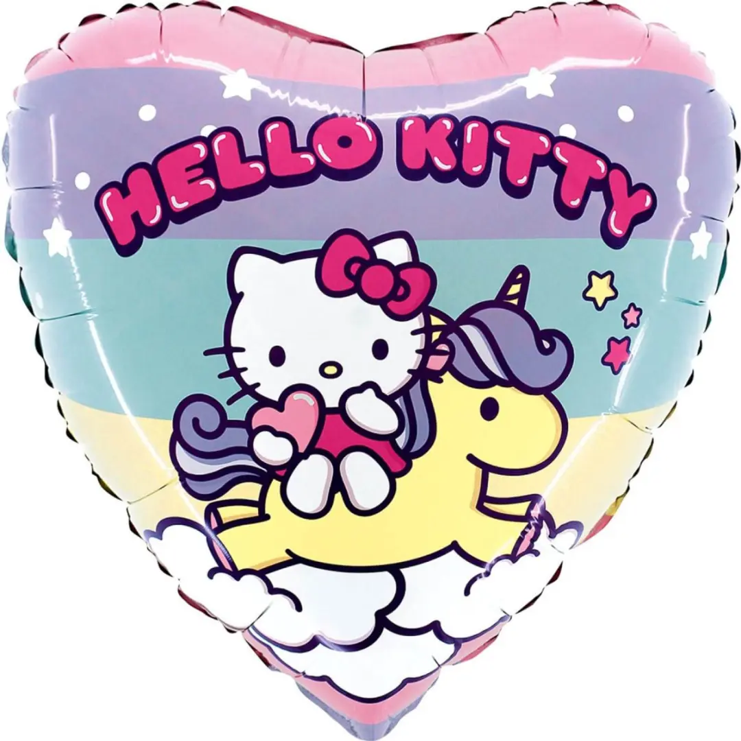 Grabo Hello Kitty Hart Folieballon 18" - Roze - 2 Zijdig