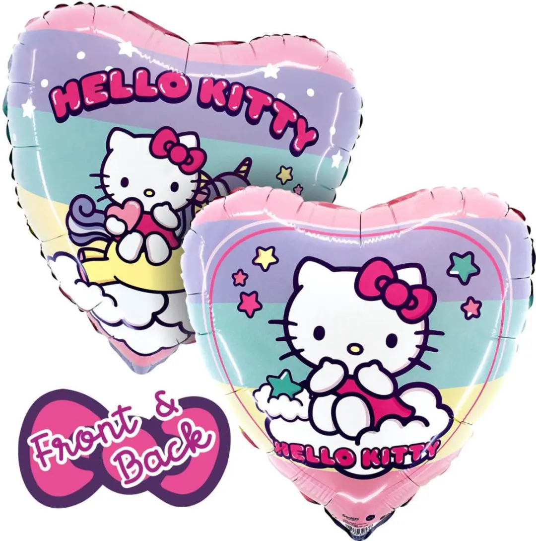 Grabo Hello Kitty Hart Folieballon 18" - Roze - 2 Zijdig