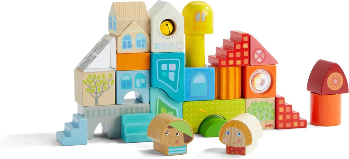Haba Bouwstenen Stad Houten Speelgoed 28-delig - Multicolor