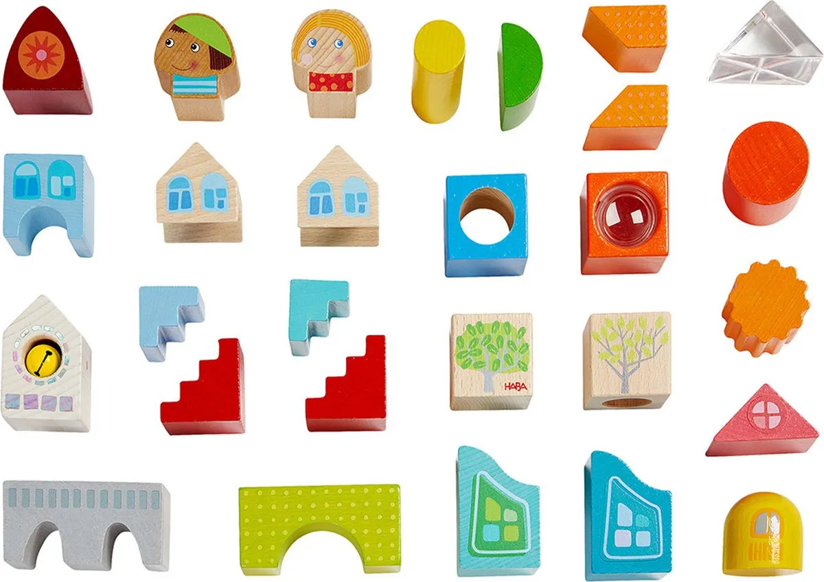 Haba Bouwstenen Stad Houten Speelgoed 28-delig - Multicolor