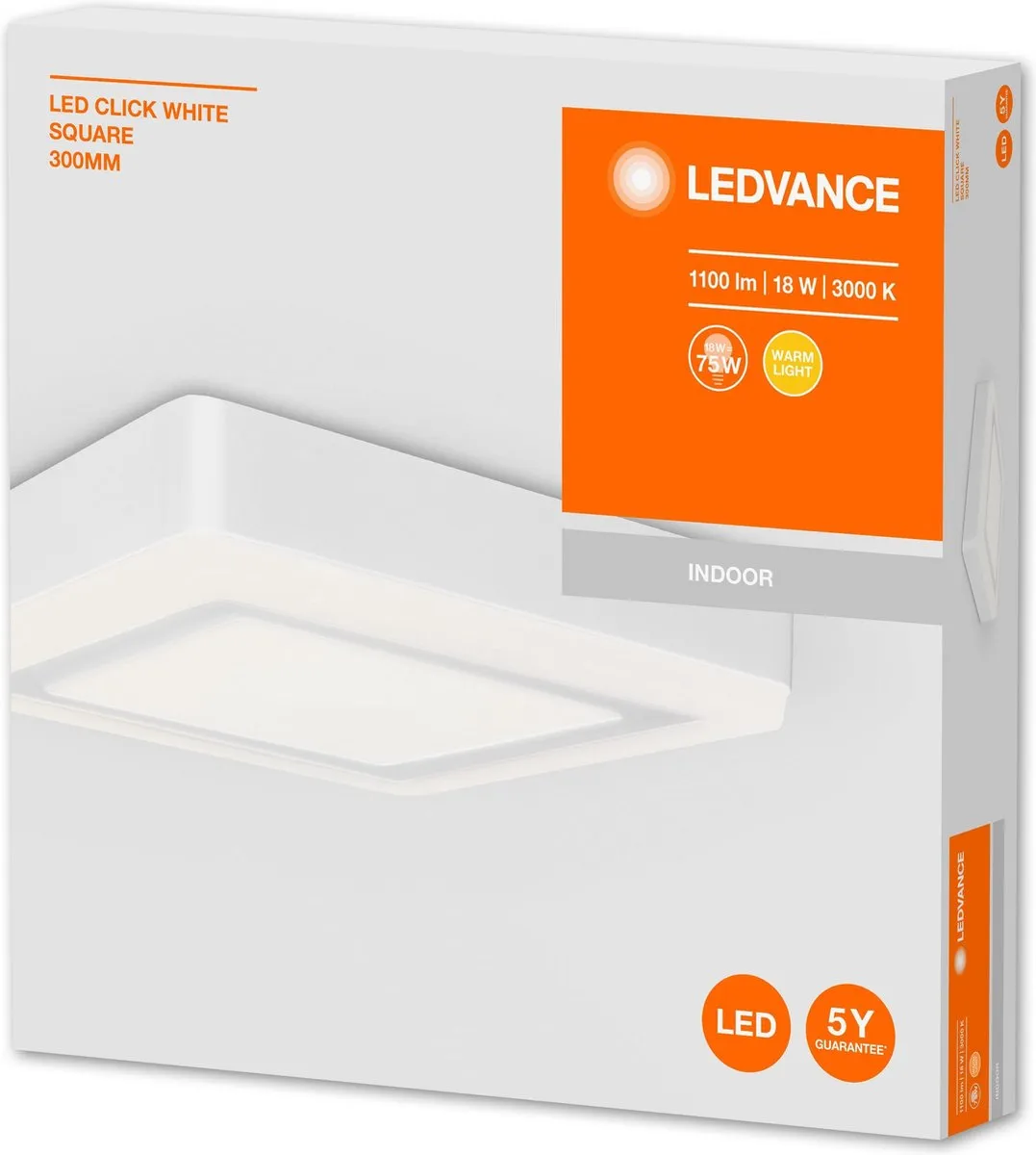 LEDVANCE CLICK White Wand- & Plafondarmatuur 18W - Warmwit 3000K