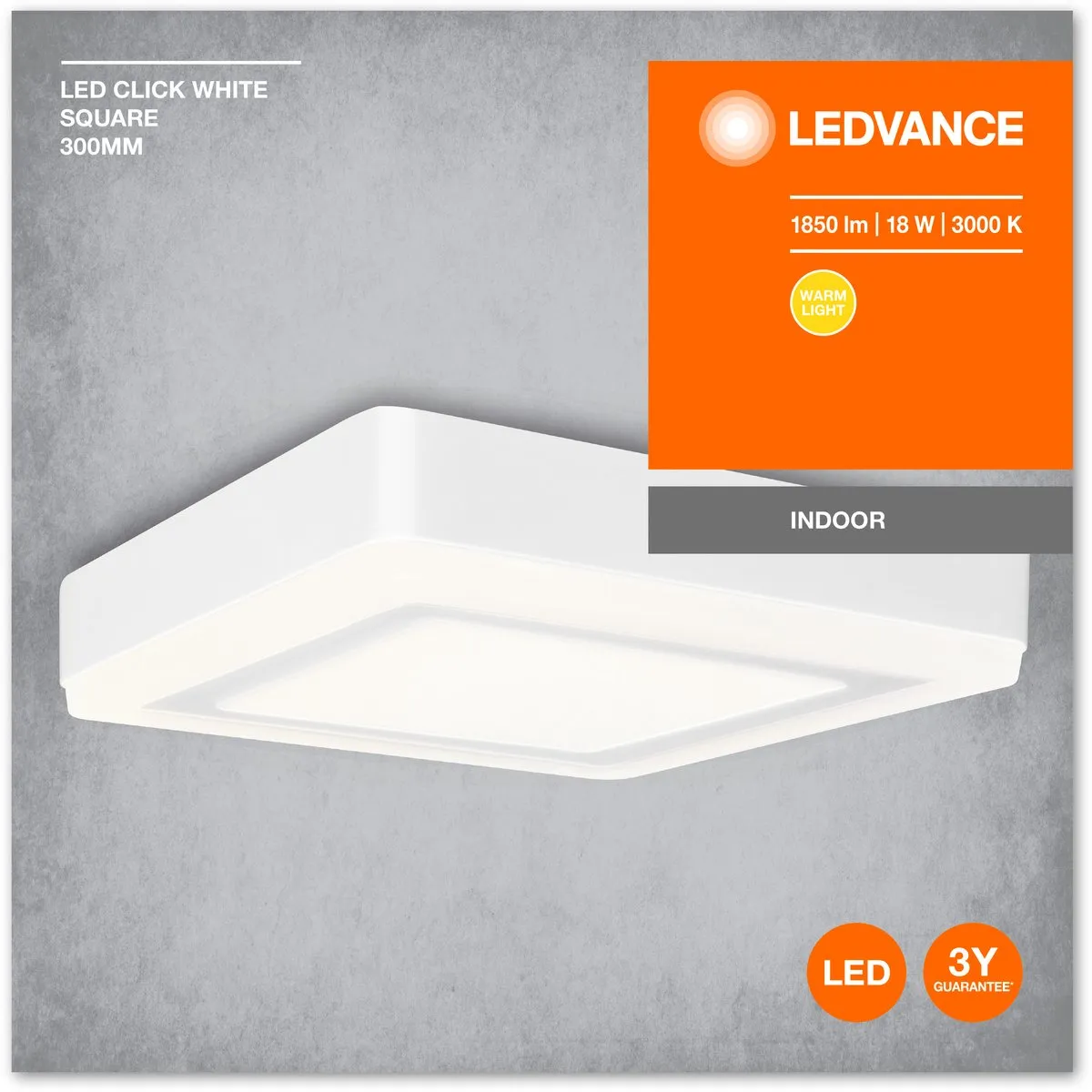 LEDVANCE CLICK White Wand- & Plafondarmatuur 18W - Warmwit 3000K