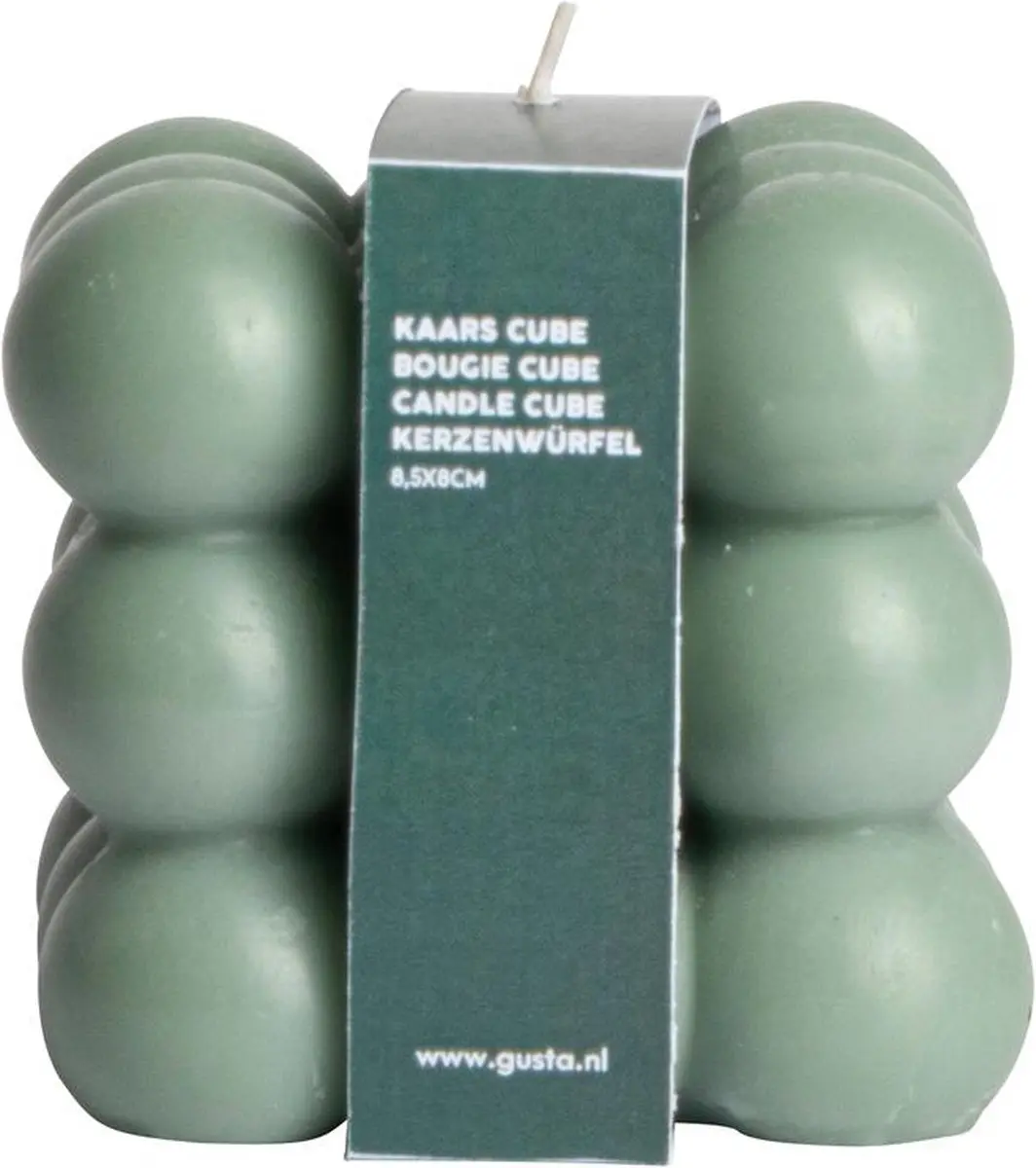 Gusta Kaars CUBE Paraffine Groen 8,5x8cm