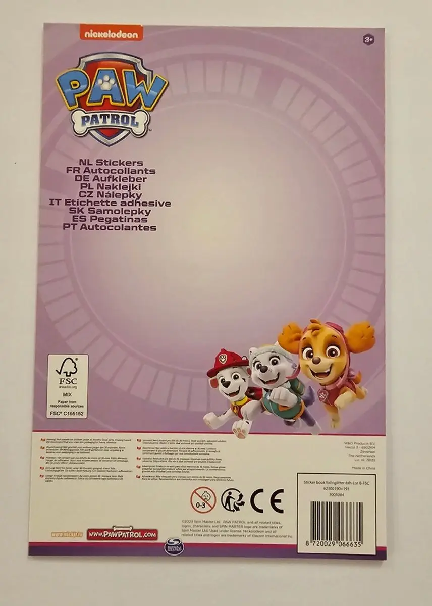 PAW Patrol Stickers Skye Everest Marshall Chase - 6 Vellen - Roze