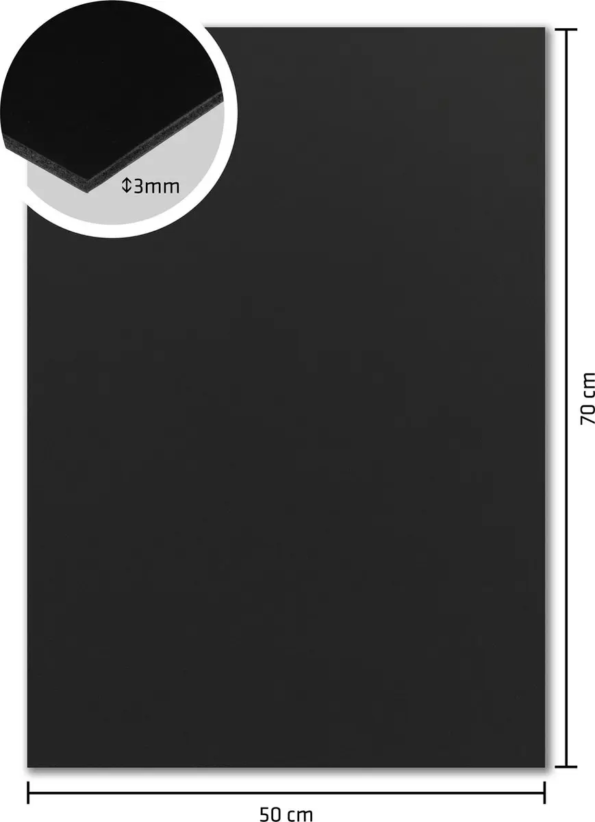 Kangaro Foamboard 50x70cm 3mm - Zwart - 15 Stuks