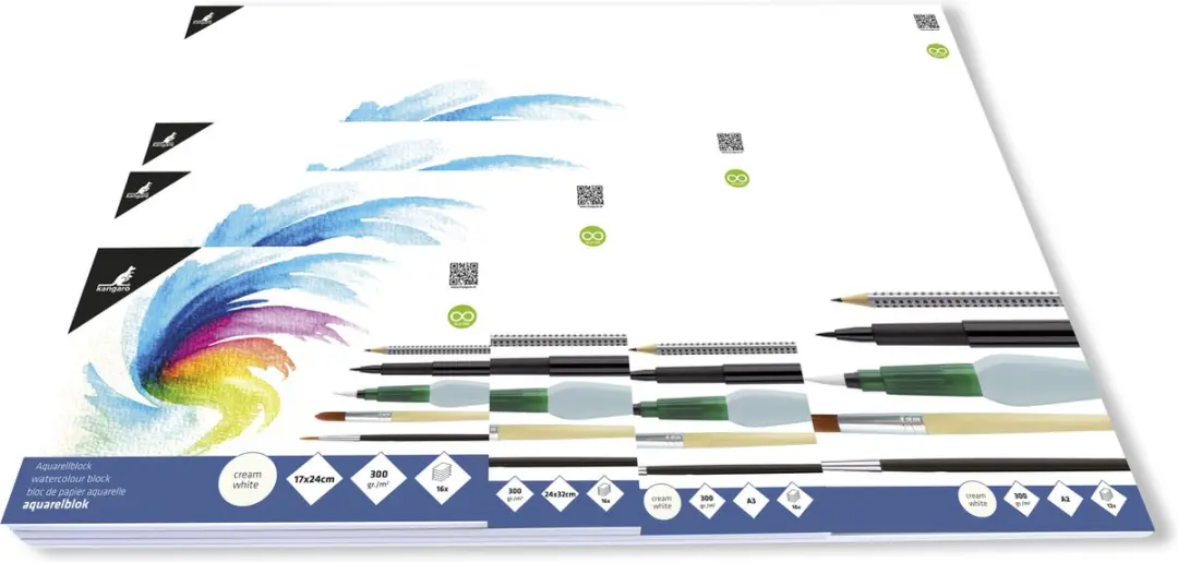 Kangaro Aquarelpapier A3 300g - 16 Vel - Roomwit
