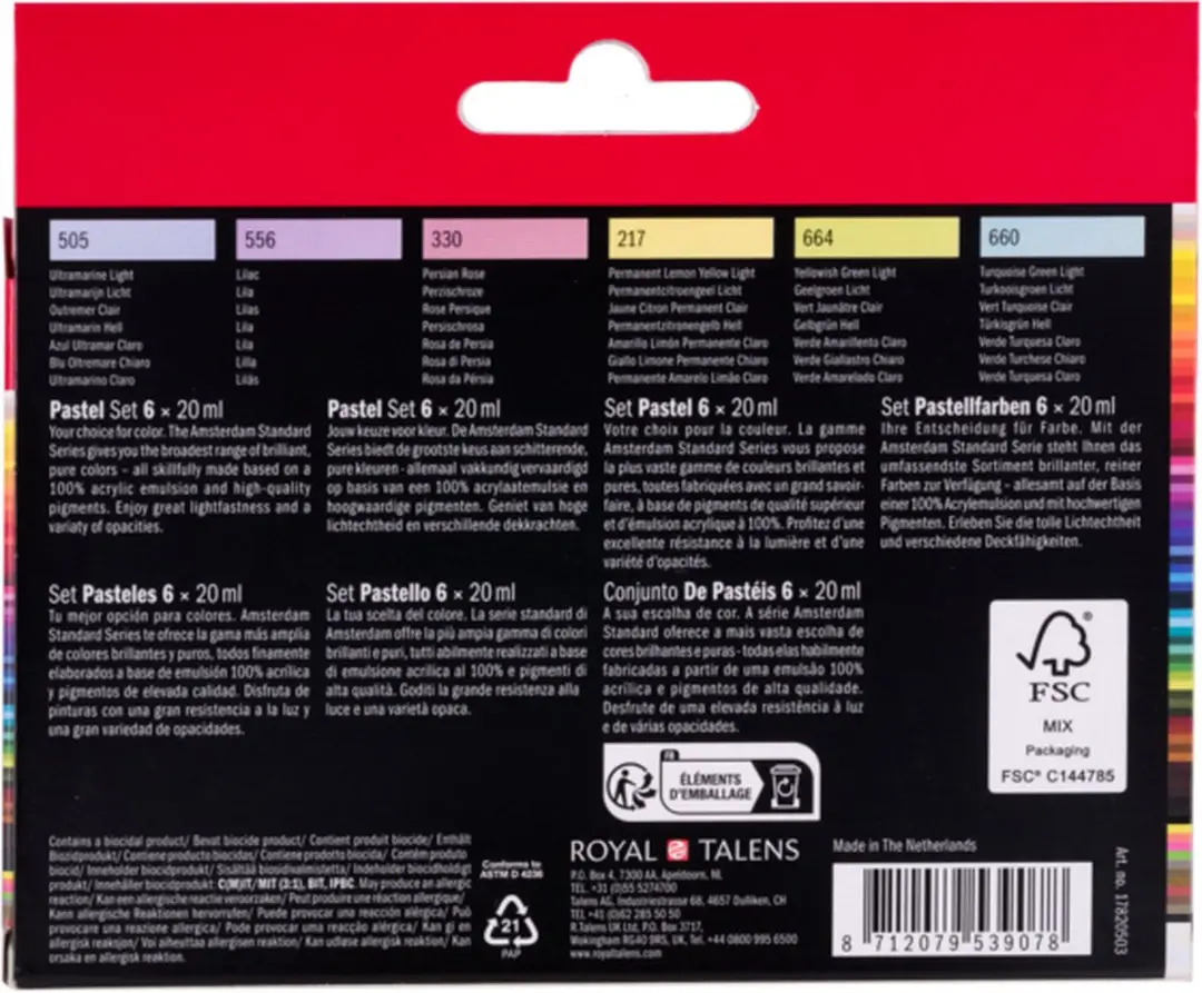 Amsterdam Standard Series Acrylverf Pastel Set 6x20ml - afbeelding 6 van 6
