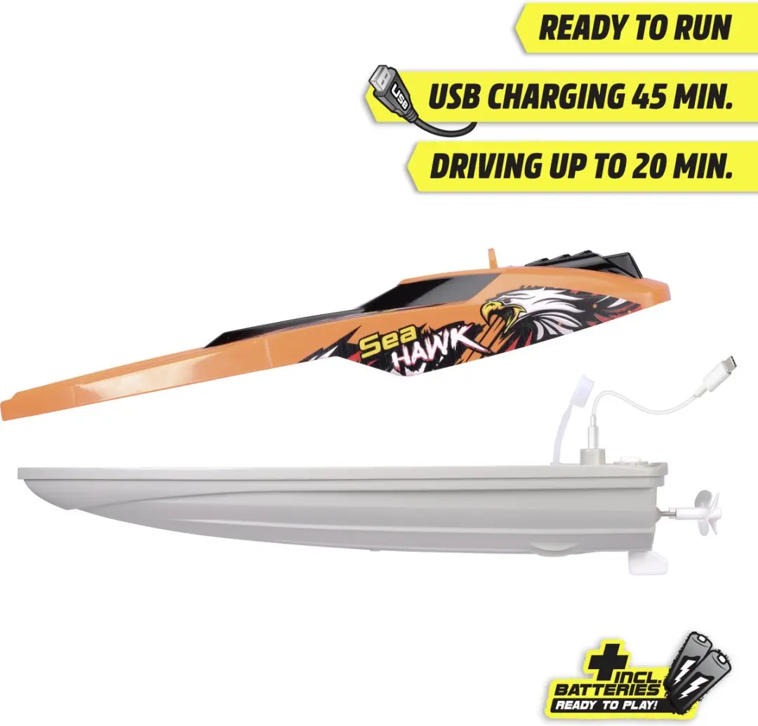 Dickie Toys RC Sea Hawk 201106012 Bestuurbare Speedboot - Oranje/Zwart/Grijs