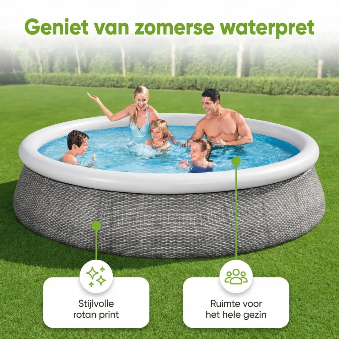 Bestway Fast Set Zwembad 396x84cm - Rotanprint - Grijs