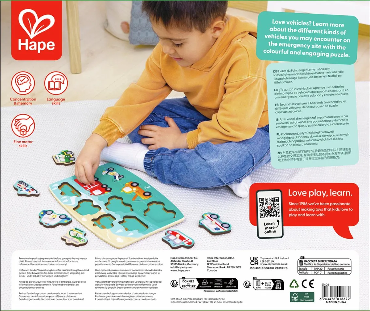 Hape Puzzel Noodgevallen 10 Stuks - Veelkleurig