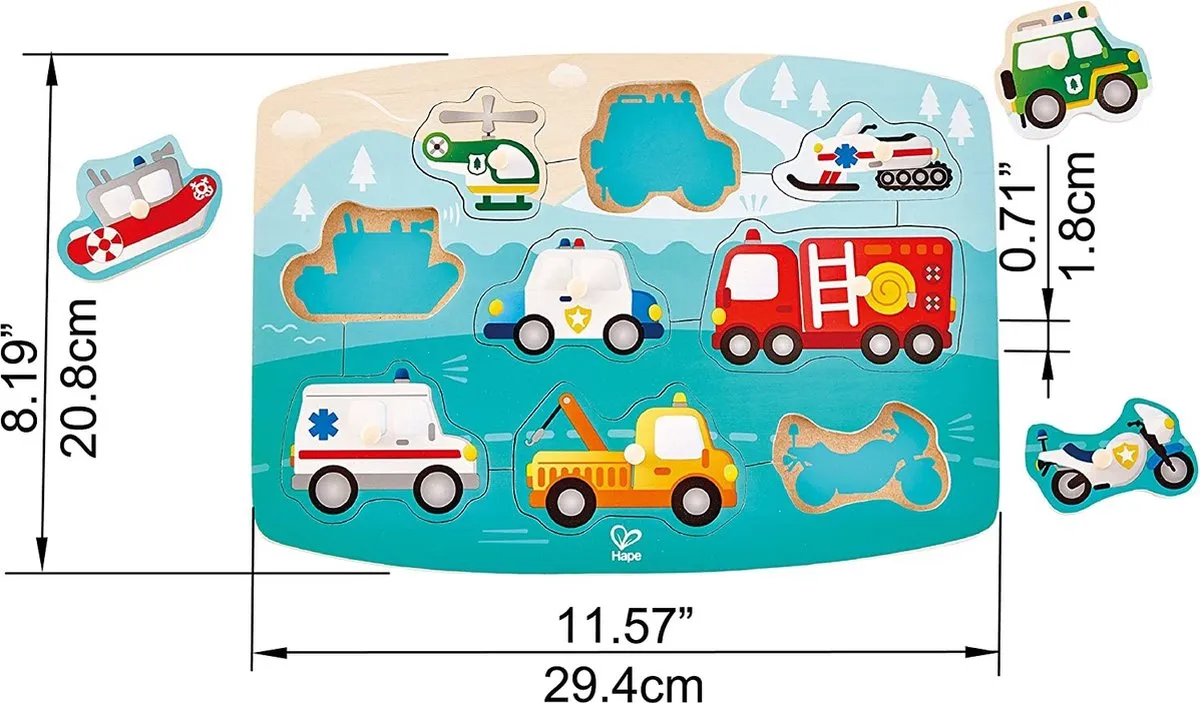 Hape Puzzel Noodgevallen 10 Stuks - Veelkleurig