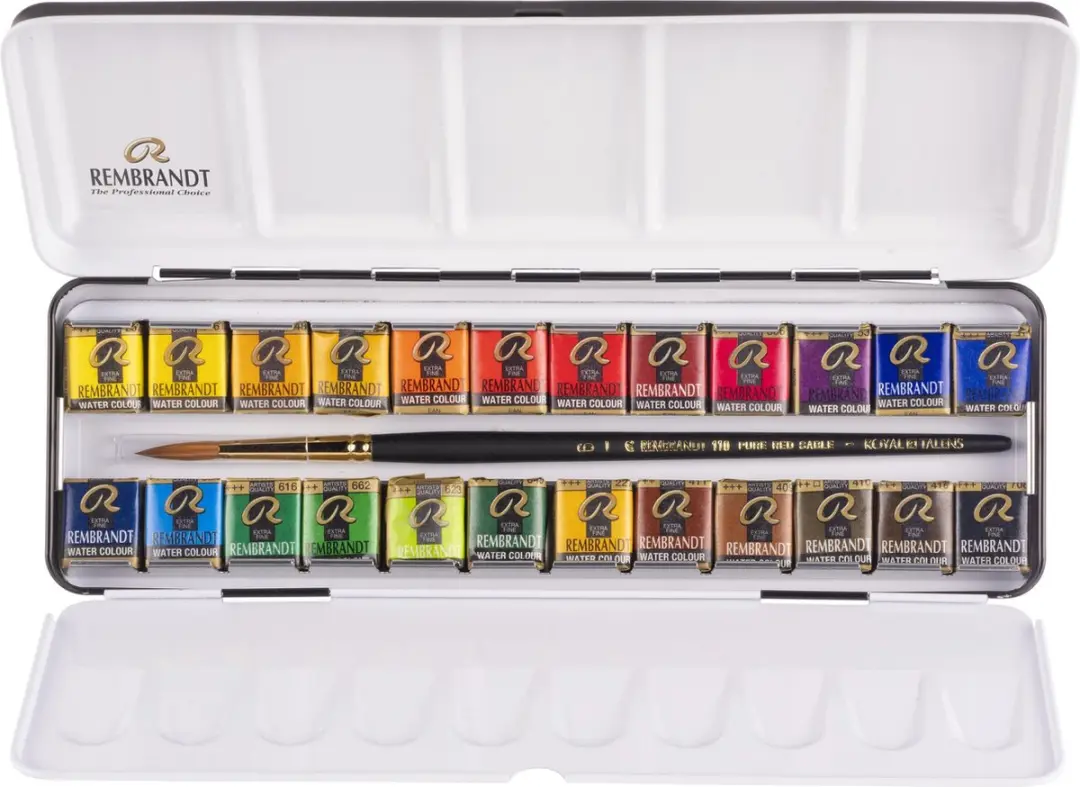 Rembrandt Aquarelverf Set 24 Kleuren - 24ml + Penseel