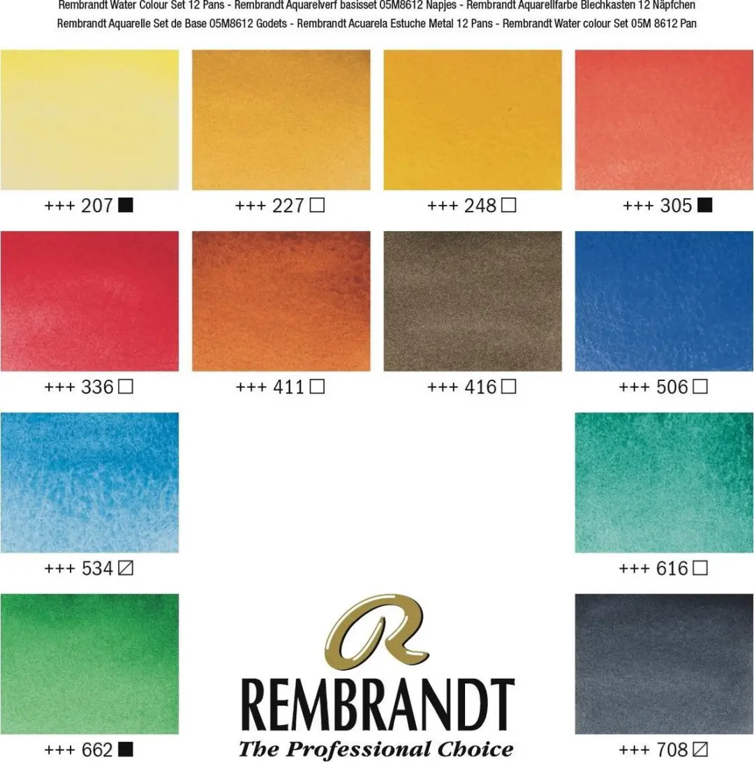 Rembrandt Aquarelverf Set 12 Kleuren - 12ml + Penseel