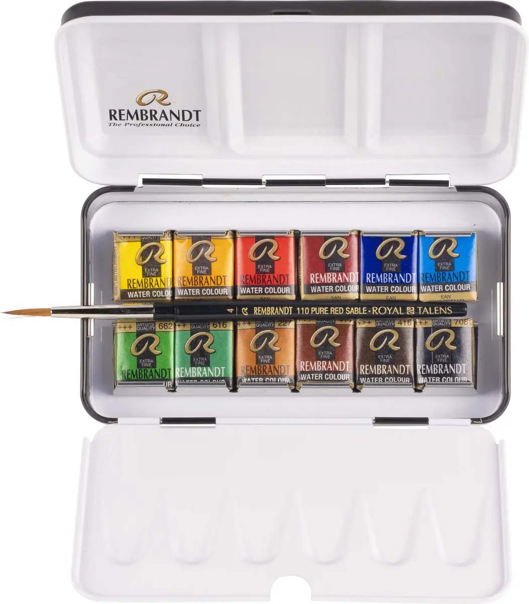 Rembrandt Aquarelverf Set 12 Kleuren - 12ml + Penseel