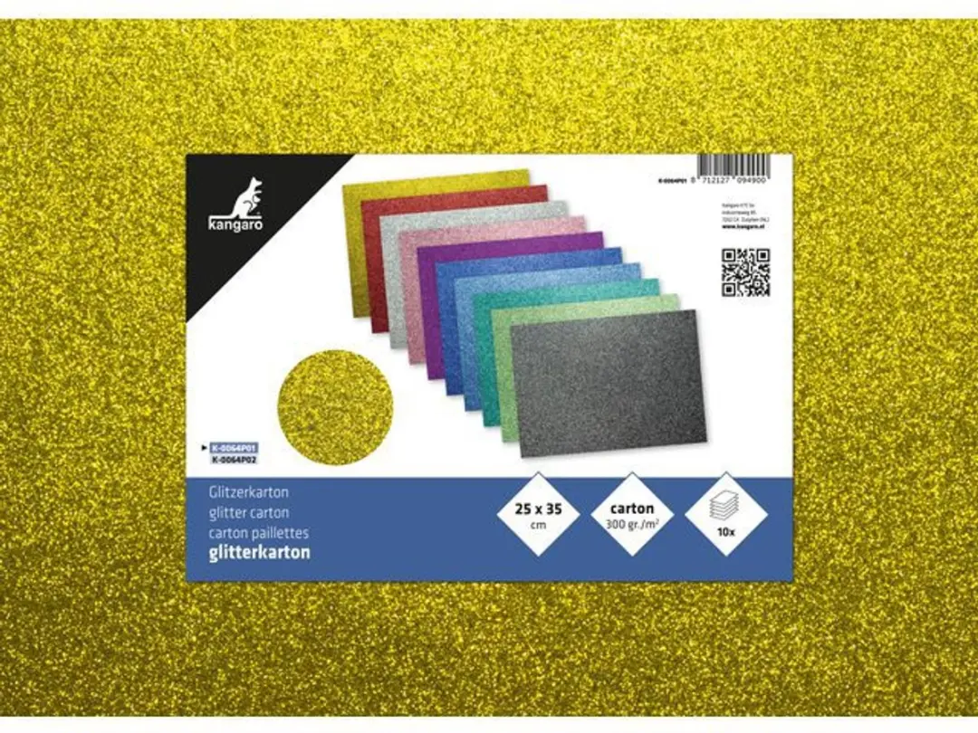 Kangaro Glitterkarton Assorti 10 Vel