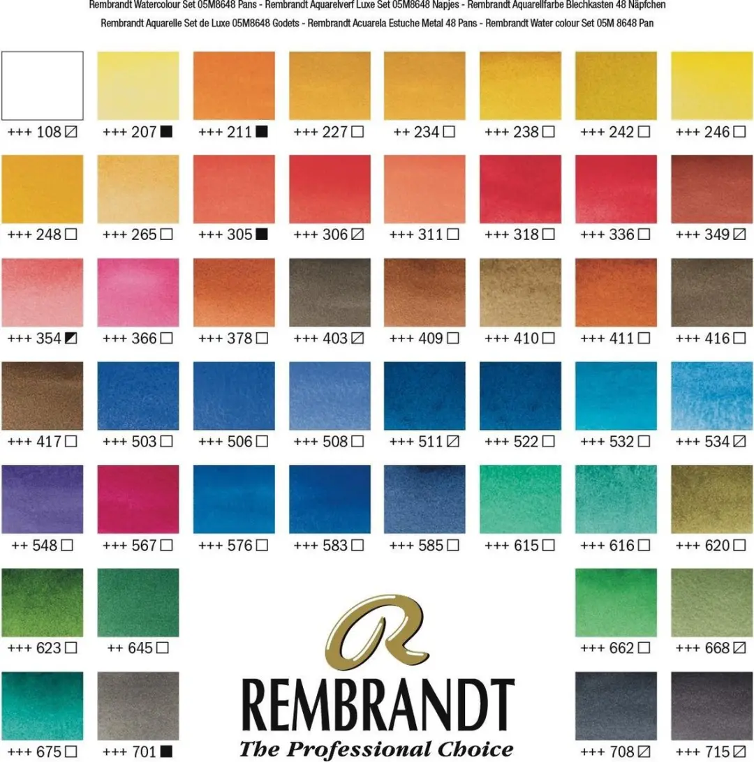 Rembrandt Aquarelverf Set 48 Kleuren - Metalen Doos + Penseel