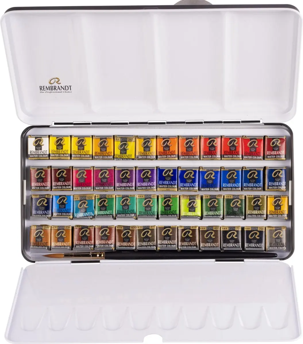 Rembrandt Aquarelverf Set 48 Kleuren - Metalen Doos + Penseel