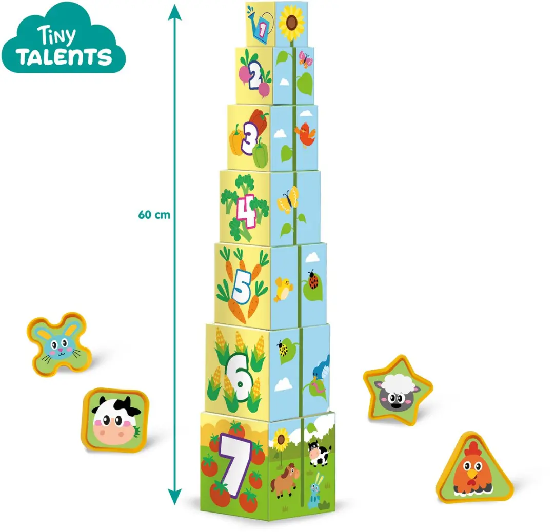 SES Creative Tiny Talents Stapelblokken Boerderijdieren - 15 Stuks - Meerkleurig