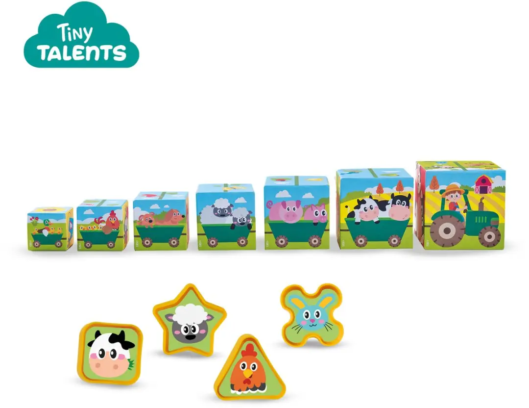 SES Creative Tiny Talents Stapelblokken Boerderijdieren - 15 Stuks - Meerkleurig