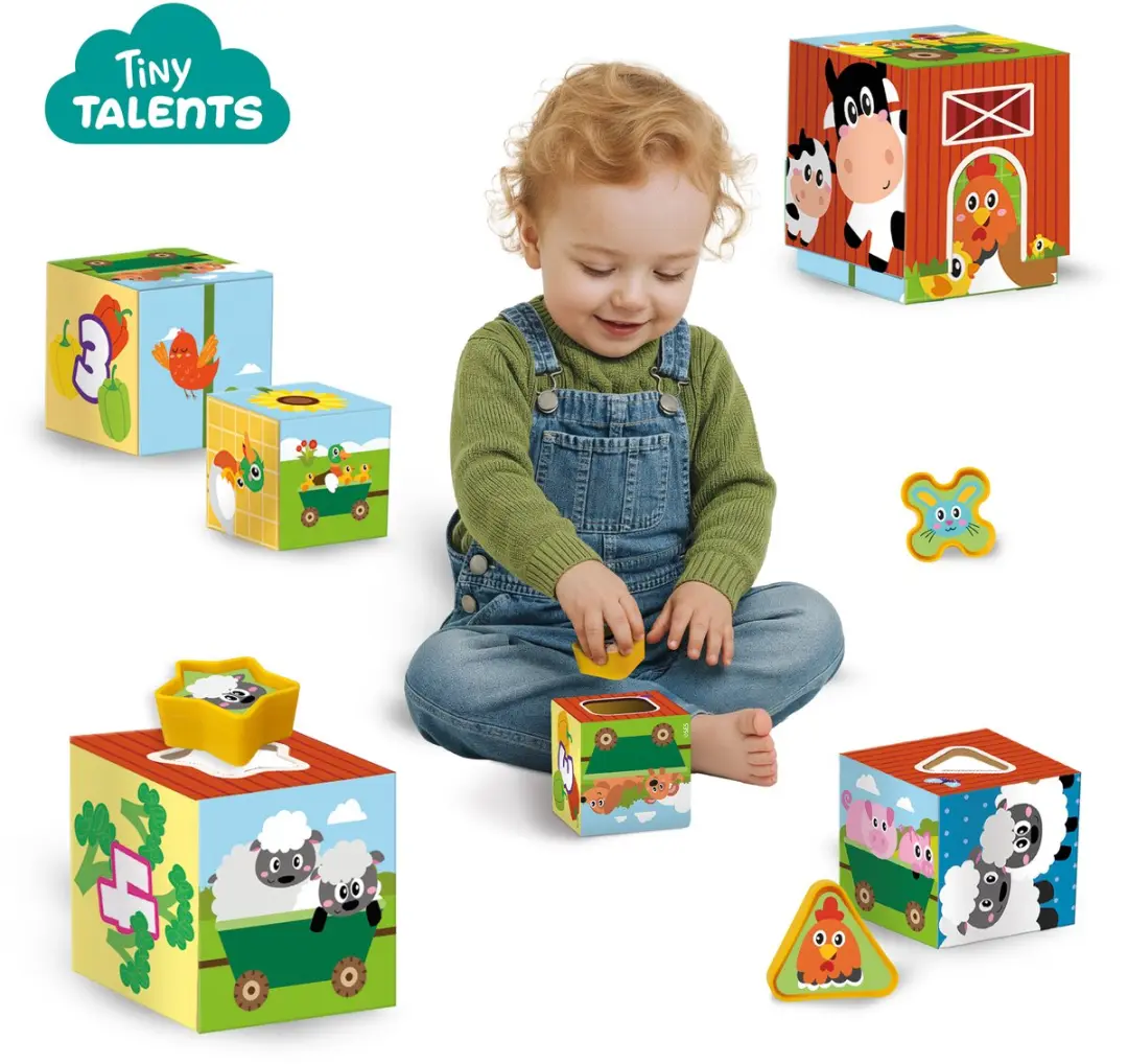 SES Creative Tiny Talents Stapelblokken Boerderijdieren - 15 Stuks - Meerkleurig