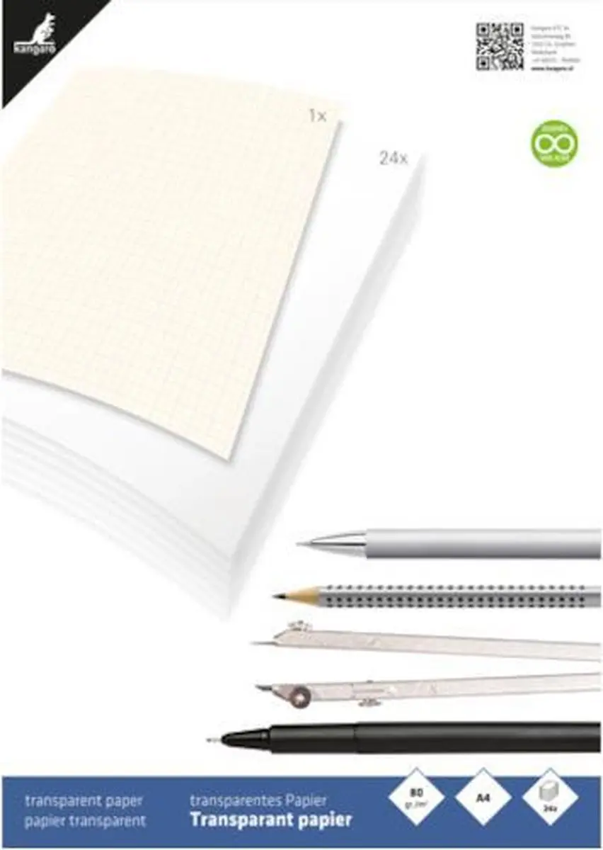 Kangaro Tekenblok A4 Transparant 24 Vel - 80 g/m²