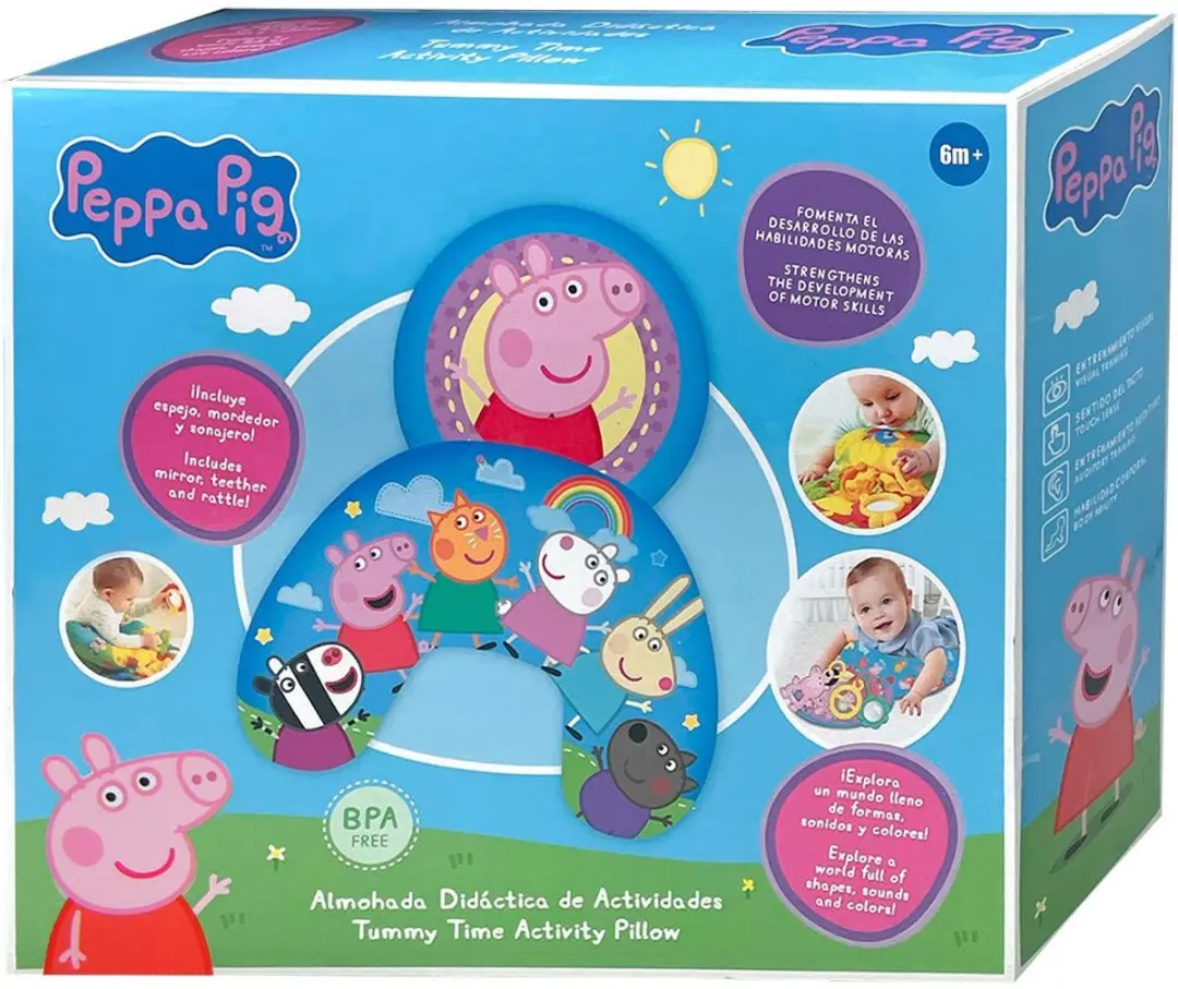 Peppa Pig Activiteitenkussen - Spiegel en Ratel - Multi Colour