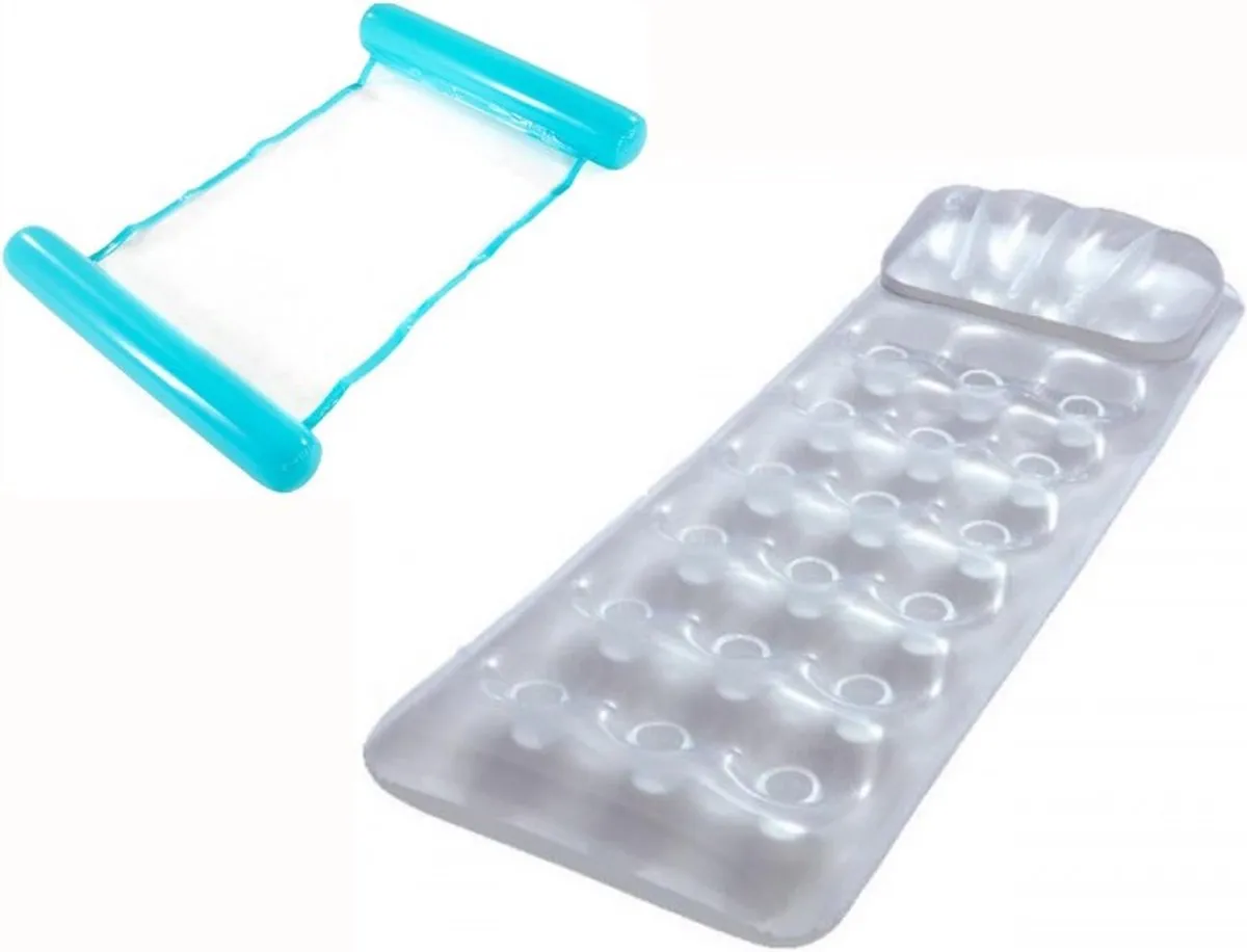 Bestway Zilverkleurig Luchtbed 188x71cm + Blauwe Waterhangmat 108x73cm
