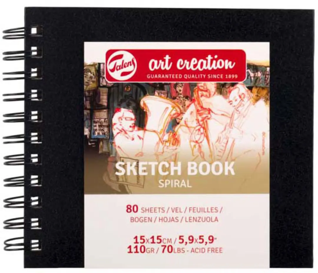 Talens Art Creation Schetsboek 15x15cm Ringband - Zwart - afbeelding 6 van 6