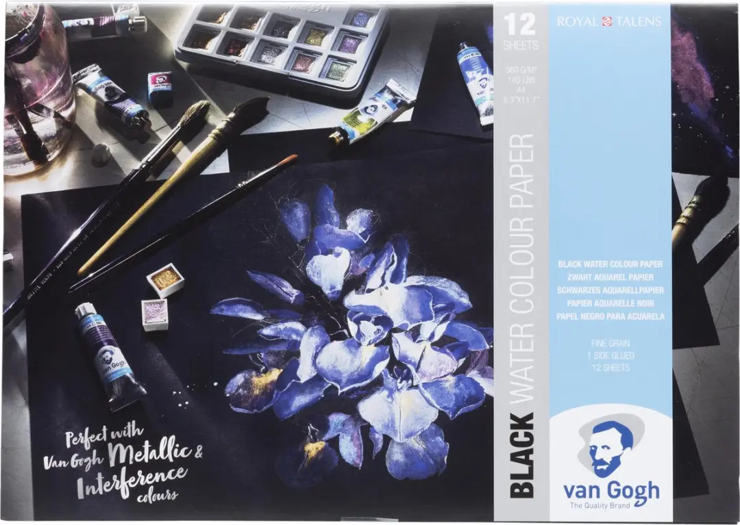 Van Gogh Zwart Aquarelverfpapier 12 vellen 360 gsm A4