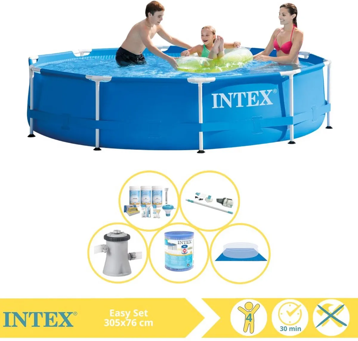 Intex Metal Frame Zwembad 305x76cm - 4485L Blauw - MPN 28200NP - afbeelding 3 van 6