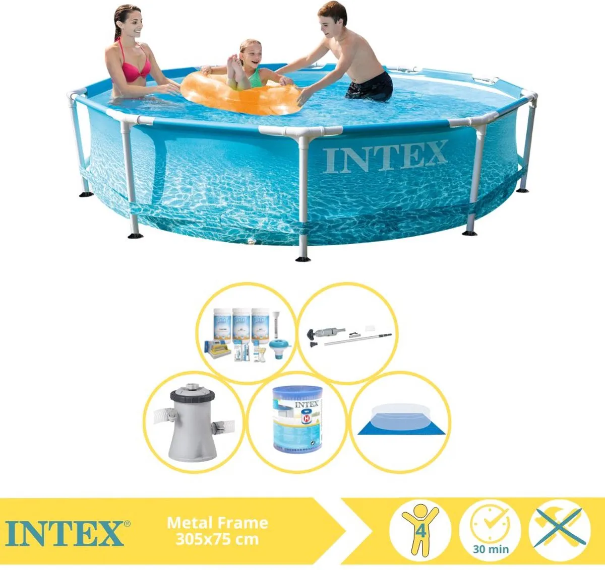 Intex Metal Frame Zwembad 305x76cm - 4485L Blauw - MPN 28200NP - afbeelding 4 van 6