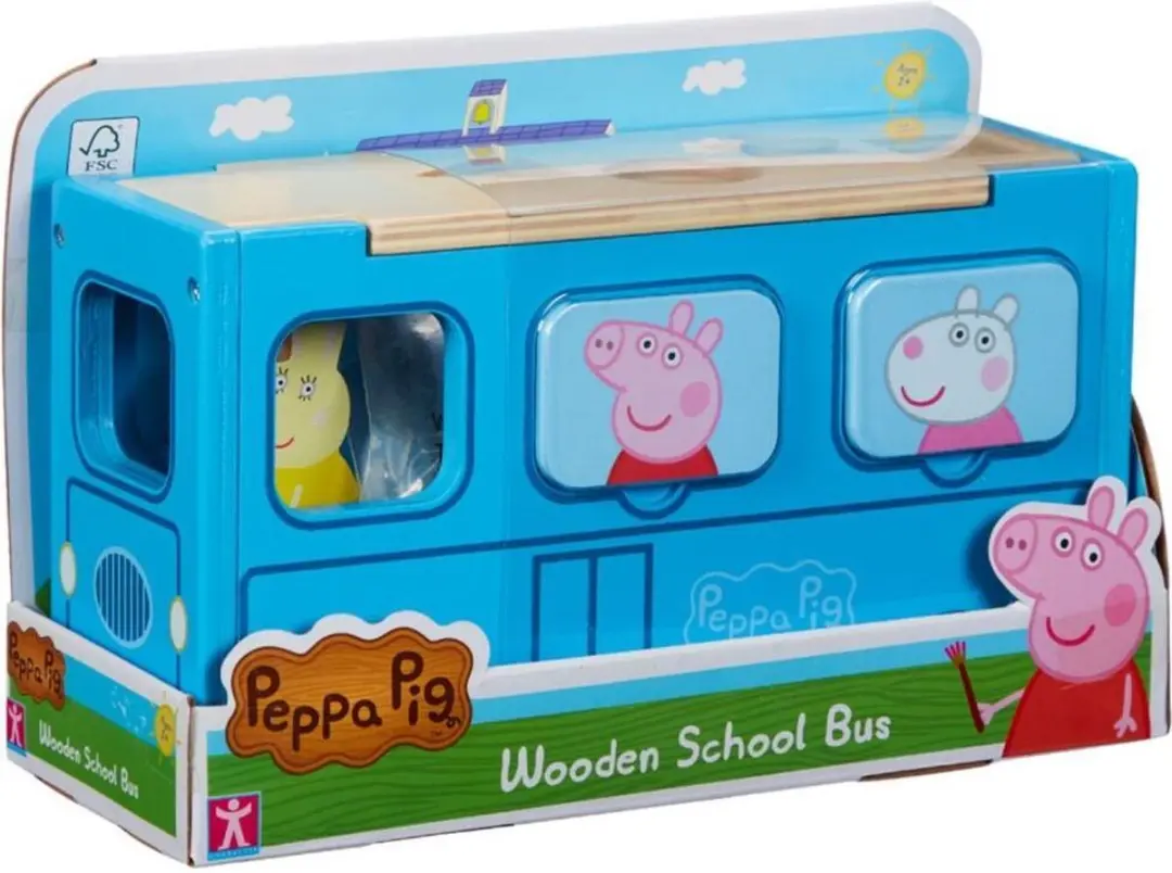 Peppa Pig Wood Play Schoolbus Sorter - Schoolbus Inclusief Vormenstoof