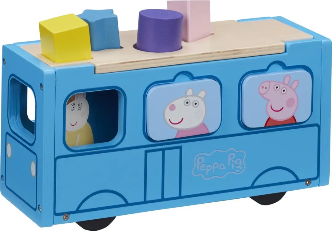 Peppa Pig Wood Play Schoolbus Sorter - Schoolbus Inclusief Vormenstoof