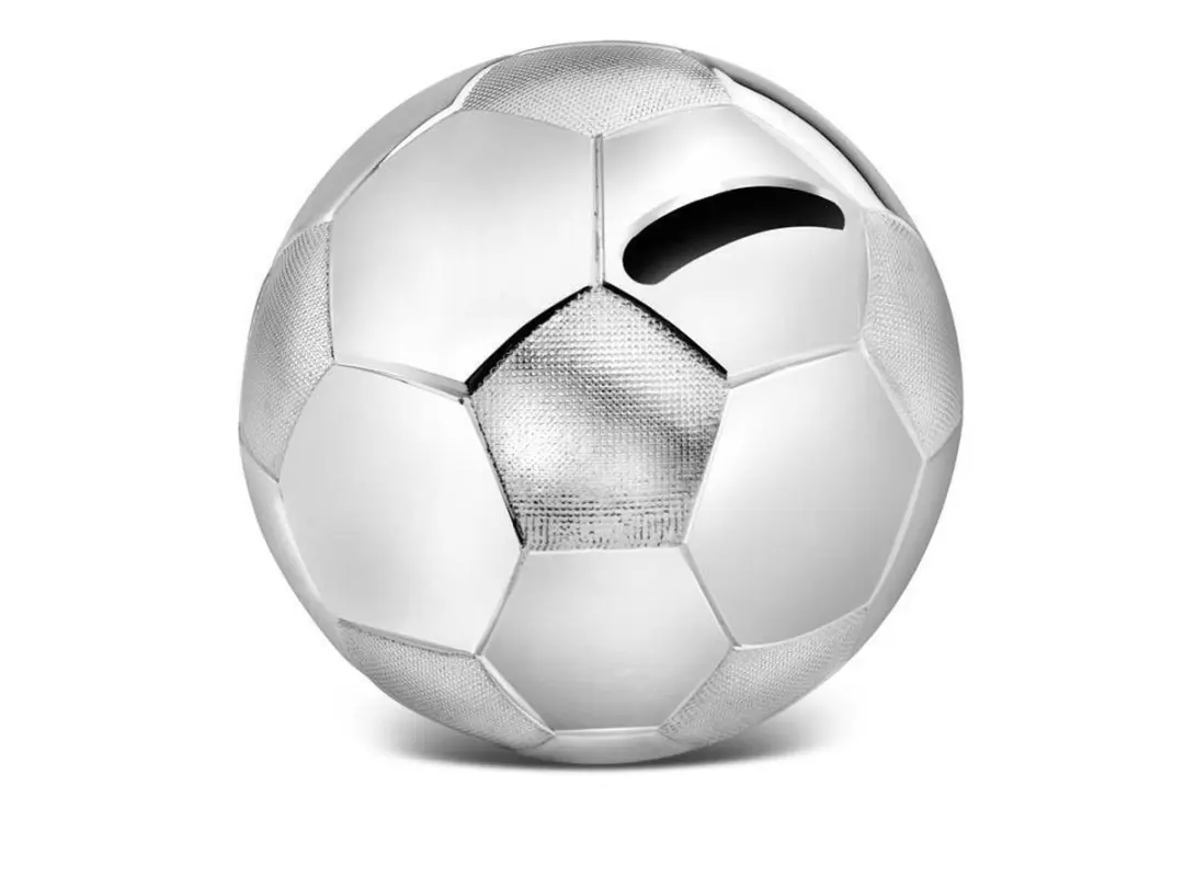 Zilverstad Spaarpot Voetbal 8,5x8,5x8cm