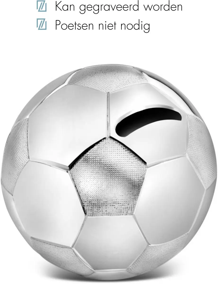 Zilverstad Spaarpot Voetbal 8,5x8,5x8cm - Zilver