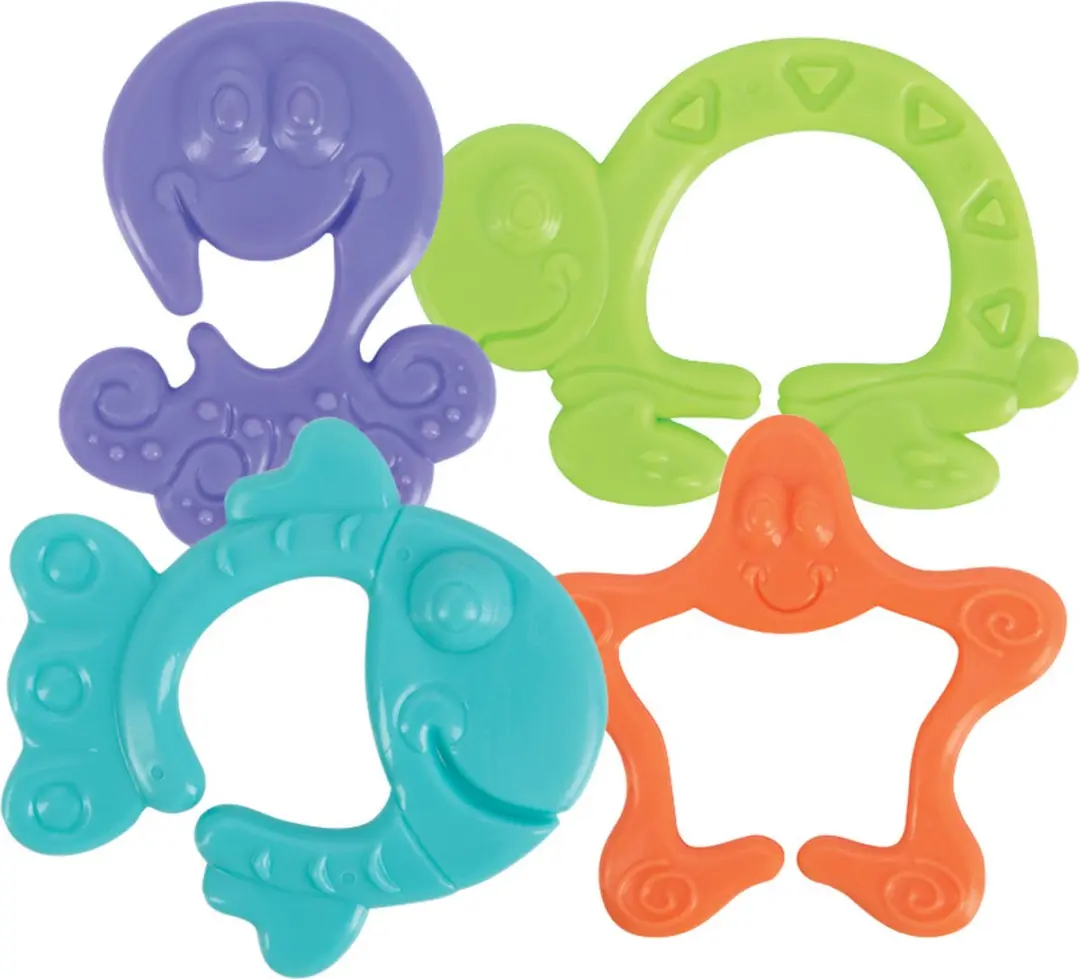 Nûby Visnet met 4 Badspeeltjes ID6142 - Blauw/Groen/Rood/Geel