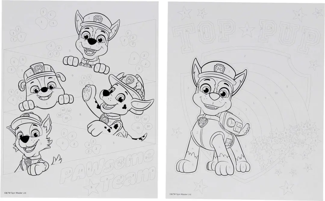 PAW Patrol Kleurboek met Nummers - 24 Pagina's - 10 Kleurtjes