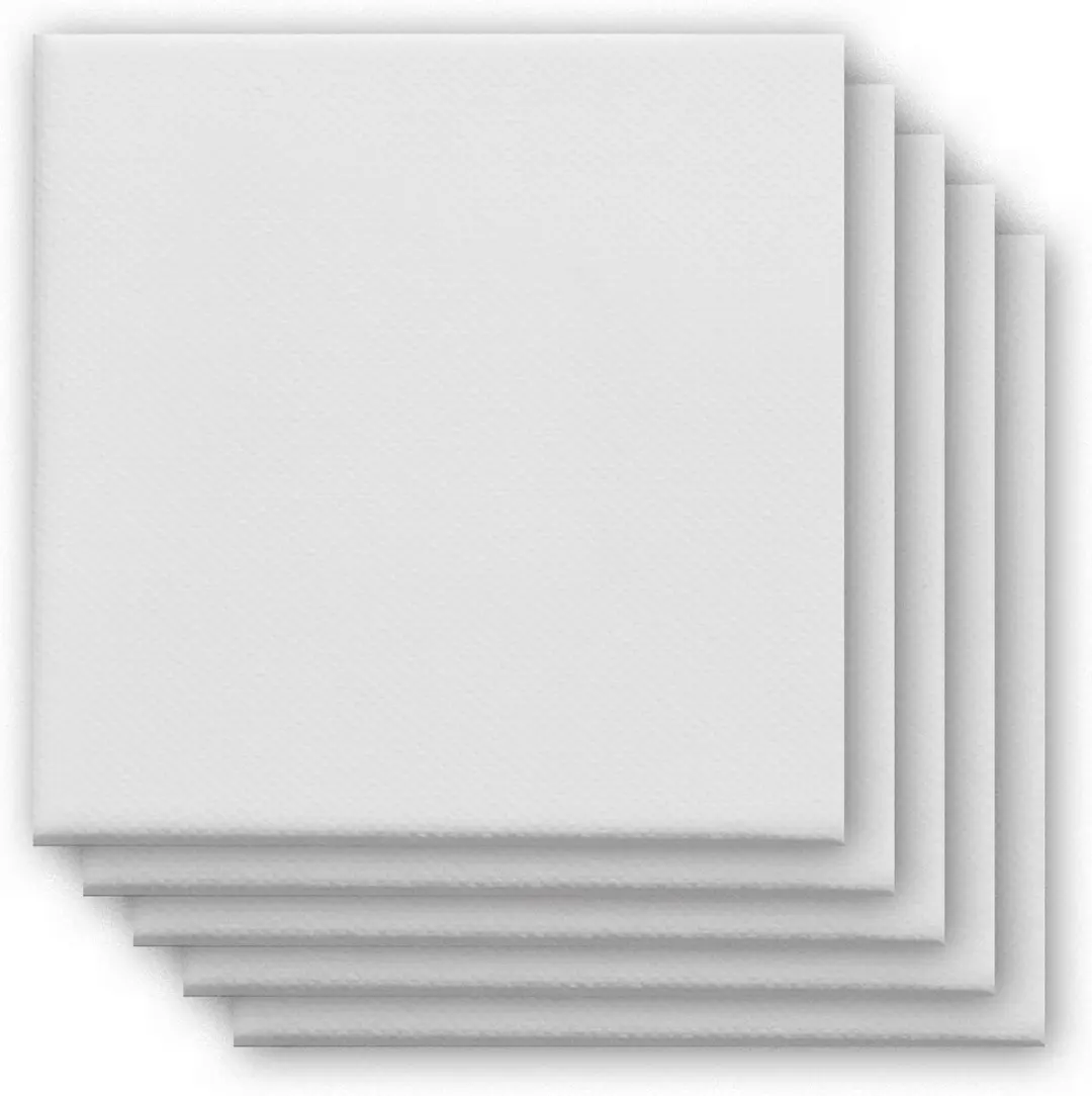Kangaro Canvaspaneel 10x10cm 3mm - 5 Stuks - Geprimed Wit